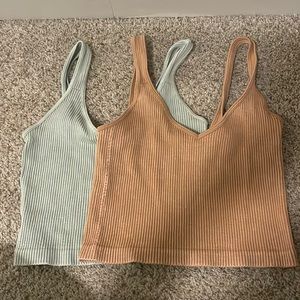 Tan and Green Crop Top